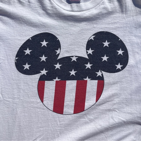 1990s Americana Disney Mickey Mouse T-shirt Size Large Red white and Blue Used - Picture 2 of 4